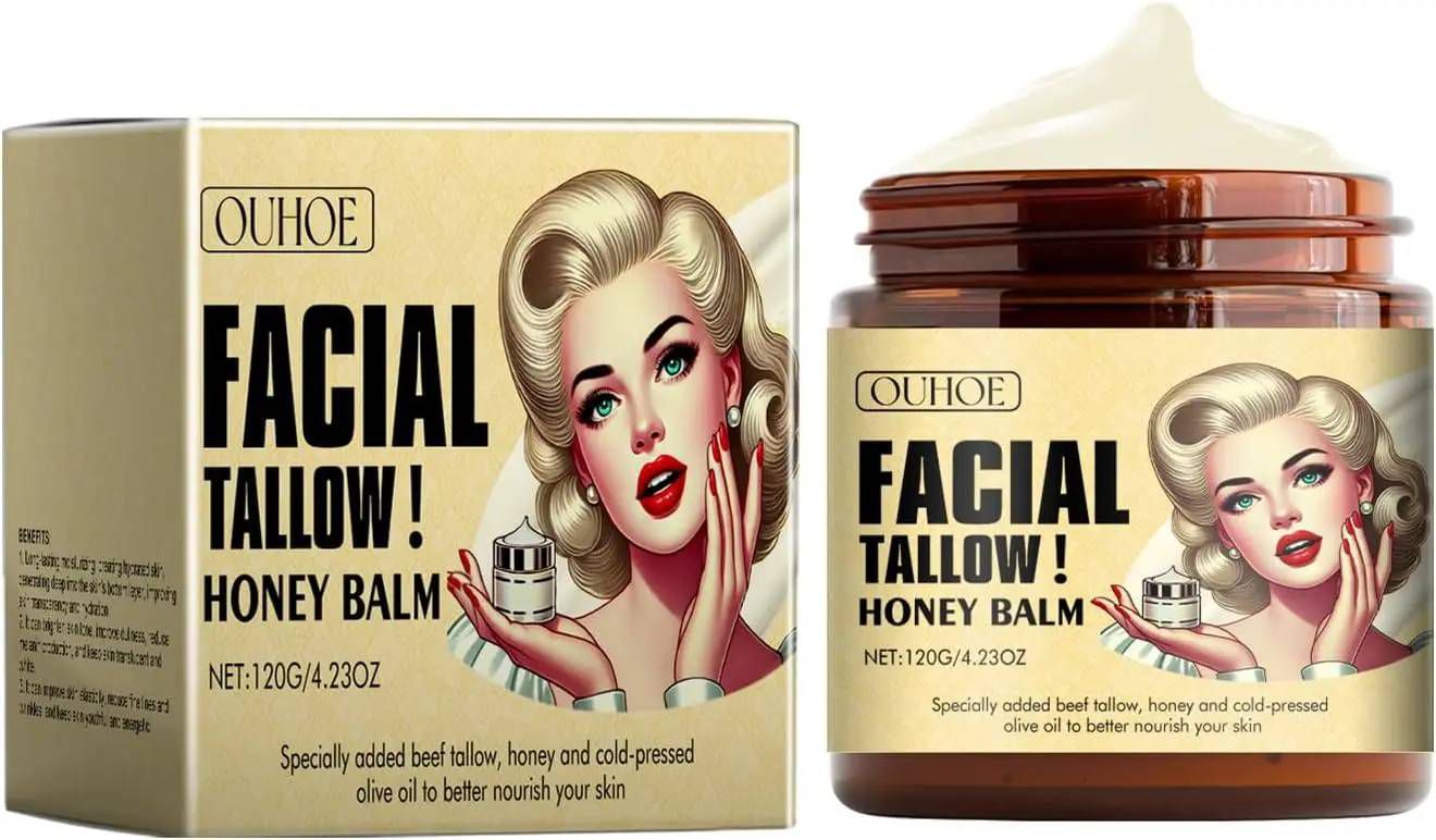 22025 Whipped Beef Tallow and Honey Balm Moisturizer for Skin, Face, Lips, Body - Unscented